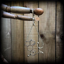 Load image into Gallery viewer, 2 gauge tunnel dangles 4 gauge ear hangers LSD molecule 6mm Plug dangles Hanging gauges Tunnel earrings Gauged earrings 2 gauge 0 gauge 8mm