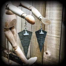 Load image into Gallery viewer, Star Wars ear weights, Imperial Star Destroyer, Ear weights, Tunnel dangles, Sci Fi ear hangers, Gauged earrings Plug dangles 0g 00g 6g 4g