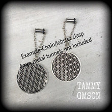 Load image into Gallery viewer, Flower of Life Ear weights Ear hangers Seed of life Tunnel dangles Plug dangles Sacred geometry Gauges 2g 0g Gauged earrings Hanging  gauges