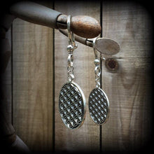 Load image into Gallery viewer, Flower of Life Ear weights Ear hangers Seed of life Tunnel dangles Plug dangles Sacred geometry Gauges 2g 0g Gauged earrings Hanging  gauges