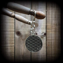 Load image into Gallery viewer, Flower of Life Ear weights Ear hangers Seed of life Tunnel dangles Plug dangles Sacred geometry Gauges 2g 0g Gauged earrings Hanging  gauges