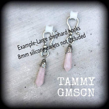 Load image into Gallery viewer, Rose quartz earrings Dangle earrings Gemstone plugs Plug earrings Crystal earrings Tunnel earrings Earrings for pierced ears or stretched