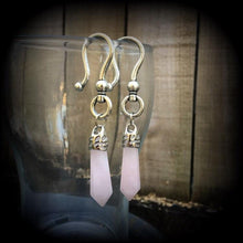 Load image into Gallery viewer, 6mm 2 gauge plug earrings Gemstone tunnel earrings Rose quartz weights Gemstone plugs Plug dangles Tunnel dangles Ear hangers Ear weights