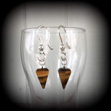 Load image into Gallery viewer, Tigers Eye earrings Crystal Stone Wicca Gemstone Boho Pierced ears Turquoise Dangle earrings Tunnel earrings Gauged earrings Plug earrings