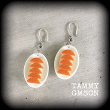 Load image into Gallery viewer, Free shipping Gyoza earrings Food earrings Yum cha earrings Plug dangles Dumpling earrings Tunnel earrings Tunnel dangles Ear weights Gauges