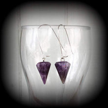 Load image into Gallery viewer, Amethyst earrings Crystal Stone Wicca Gemstone Boho Pierced ears Turquoise Dangle earrings Plug earrings Gauged earrings Tunnel earrings 4mm