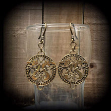 Load image into Gallery viewer, Celtic dragon earrings Double dragon earrings Ear hangers Celtic Viking Norse Esoteric Asatru Pierced ears Tunnel earrings Plug earrings 2g
