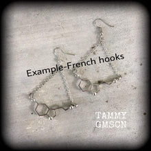 Load image into Gallery viewer, Molecule earrings Serotonin earrings Science earrings Chemical compound earrings 8g Plug earrings 3mm tunnel earrings Gauged earrings Gauges
