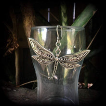 Load image into Gallery viewer, 8 gauge ear hangers Dragon fly 3mm ear weights 6 gauge plug dangles 4 gauge tunnel dangles Ear hangers Hanging gauges 2 gauge 0 gauge 10mm