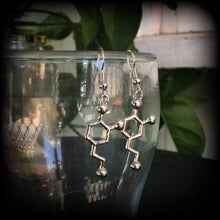 Load image into Gallery viewer, Dopamine earrings Molecule earrings Science earrings Chemistry earrings Nerd gifts Geek gifts Science gift Dopamine jewelry Gauged earrings