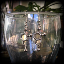 Load image into Gallery viewer, Dopamine earrings Molecule earrings Science earrings Chemistry earrings Nerd gifts Geek gifts Science gift Dopamine jewelry Gauged earrings
