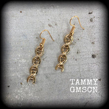 Load image into Gallery viewer, DNA earrings Science earrings Nurse earrings Molecule earrings Genetics gift Nerd gift Geek gift DNA strand DNA helix Biology earrings gift