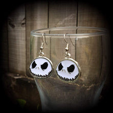 Load image into Gallery viewer, Halloween earrings Jack Skellington earrings Nightmare earrings Skeleton earrings Jack and Sally Tunnel earrings Plug dangles Ear hangers 8g