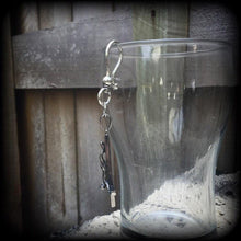 Load image into Gallery viewer, Single earring, Inverted Cross earring, Inverted Cross, Satanic jewelry, Evil, Gothic, Occult jewelry, Tunnel earring, Plug earring, CoS