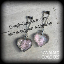 Load image into Gallery viewer, 6 gauge earrings for stretching Rose Quartz 8 gauge ear weights 4mm Tunnel dangles 6mm Ear hangers 3mm Stone weights Plugs Hanging gauges