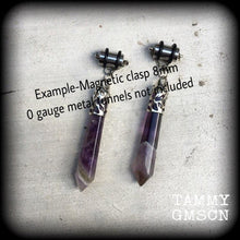 Load image into Gallery viewer, Amethyst earrings Gemstone earrings Plug earrings Gauged earrings Crystal earrings Rock earrings Chakra earrings Boho earrings Tunnel gauges