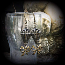 Load image into Gallery viewer, Hot air balloon earrings Cute earrings Balloon earrings Zeppelin jewelry Tunnel earrings Bow earrings Steam Punk jewelry Gifts for her Plugs