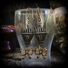 Load image into Gallery viewer, Hot air balloon earrings Cute earrings Balloon earrings Zeppelin jewelry Tunnel earrings Bow earrings Steam Punk jewelry Gifts for her Plugs
