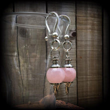 Load image into Gallery viewer, 2 gauge, 0 gauge, 00 gauge, Rose Quartz, Plug dangles, Ear hangers, Ear weights, Tunnel dangles, Crystal weights, Hanging gauges, Tapers 6mm