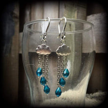 Load image into Gallery viewer, Cloud earrings, Kitsch earrings, Retro earrings, Rainy Day earrings, Umbrella earrings, Tunnel earrings, Plug earrings, Dangly earrings 14g