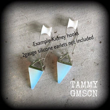 Load image into Gallery viewer, Moonstone ear weights, Opalite ear hangers, Tunnel dangles, Plug dangles, Hanging gauges, Plug weights, Tunnel weights, Gauged earrings 0g