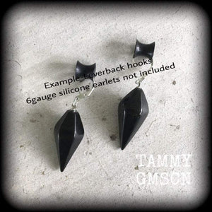 6 gauge earrings for stretched lobes 2 gauge Black Onyx ear weights 3mm Ear hangers 5mm Tunnel dangles Gauged earrings 00g 0g Hanging gauges
