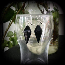 Load image into Gallery viewer, Black onyx earrings Gemstone earrings Stone earrings Pendulum Gypsy Boho earrings Crystal earrings 3mm 4mm 5mm Plug earring, Tunnel gauges