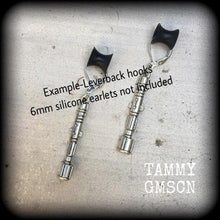 Load image into Gallery viewer, Sonic screwdriver earrings Dr Who earrings Dr Who jewelry Sci Fi earrings Tom Baker Daleks Nerd earrings Geek earrings Plugs Tunnel earrings