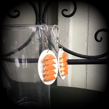 Load image into Gallery viewer, Free shipping Gyoza earrings Food earrings Yum cha earrings Plug dangles Dumpling earrings Tunnel earrings Tunnel dangles Ear weights Gauges