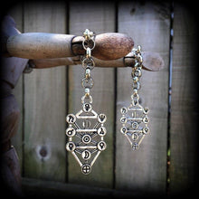Load image into Gallery viewer, 00 gauge 10mm 0gauge 8mm ear weights Tree of Life ear hangers Quaballah jewelry Sephiroth gauges Tunnel dangles Plug dangles Hanging gauges