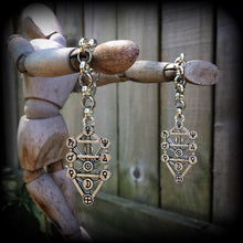 Load image into Gallery viewer, 00 gauge 10mm 0gauge 8mm ear weights Tree of Life ear hangers Quaballah jewelry Sephiroth gauges Tunnel dangles Plug dangles Hanging gauges