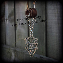 Load image into Gallery viewer, 00 gauge 10mm 0gauge 8mm ear weights Tree of Life ear hangers Quaballah jewelry Sephiroth gauges Tunnel dangles Plug dangles Hanging gauges
