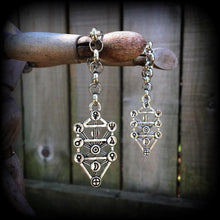 Load image into Gallery viewer, 00 gauge 10mm 0gauge 8mm ear weights Tree of Life ear hangers Quaballah jewelry Sephiroth gauges Tunnel dangles Plug dangles Hanging gauges