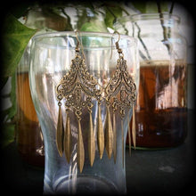 Load image into Gallery viewer, Statement earrings Boho earrings Dangle earrings Artemis earrings Goddess jewelry Tunnel earrings Plug earrings Chandelier earrings Gauges