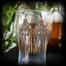 Load image into Gallery viewer, Statement earrings Boho earrings Dangle earrings Artemis earrings Goddess jewelry Tunnel earrings Plug earrings Chandelier earrings Gauges