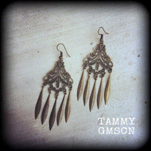 Load image into Gallery viewer, Statement earrings Boho earrings Dangle earrings Artemis earrings Goddess jewelry Tunnel earrings Plug earrings Chandelier earrings Gauges