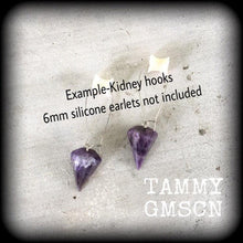 Load image into Gallery viewer, Amethyst ear hangers, Crystal weights, Stone Tunnel dangles, Gemstone weights, Boho jewelry, Plug dangles, Gauged earrings, Hanging gauges