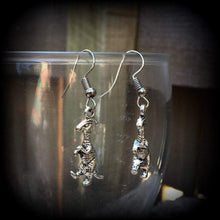 Load image into Gallery viewer, Dinosaur earrings Dinosaur jewelry Jurassic earrings Parasaurolophus T Rex Jurassic jewelry Tunnel earrings Reptile jewelry Plug earrings