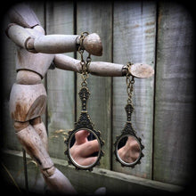 Load image into Gallery viewer, Fairy Tale earrings, Mirror weights, Princess ear hangers, Tunnel dangles, Dangle plugs, Hanging gauges, Gauged earrings, Plug dangles, 0g