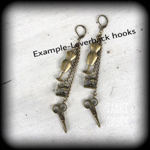 Load image into Gallery viewer, Mannequin earrings, Seamstress earrings, Dress making, Dress form, Craft jewelry, Scissor earrings, Sewing, Tunnel earrings, Plug earrings