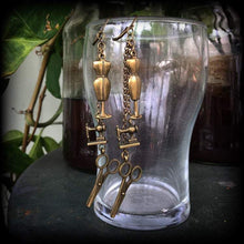 Load image into Gallery viewer, Mannequin earrings, Seamstress earrings, Dress making, Dress form, Craft jewelry, Scissor earrings, Sewing, Tunnel earrings, Plug earrings