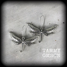 Load image into Gallery viewer, Dragonfly earrings, Boho earrings, Nature earrings, Animal jewelry, Fairy earrings, Dragonfly jewelry, Plug earrings, Tunnel earrings