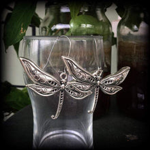 Load image into Gallery viewer, Dragonfly earrings, Boho earrings, Nature earrings, Animal jewelry, Fairy earrings, Dragonfly jewelry, Plug earrings, Tunnel earrings