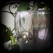 Load image into Gallery viewer, Mushroom earrings Fungus Fungi Shroom earrings Psychedelic jewelry Blue meanies Alice in Wonderland Plug dangles Tunnel dangles 3mm Gauges
