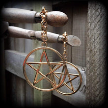 Load image into Gallery viewer, 00 gauge, 12mm ear weights, Pentagram ear hangers, Pentacle Tunnel dangles, Gauged earrings, Plug dangles, Tunnel hangers, Hanging gauges