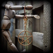 Load image into Gallery viewer, 00 gauge, 12mm ear weights, Pentagram ear hangers, Pentacle Tunnel dangles, Gauged earrings, Plug dangles, Tunnel hangers, Hanging gauges