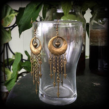 Load image into Gallery viewer, Arrow earrings Heart earrings Dangle earrings Statement earrings Plug dangles Artemis earrings Boho earrings Gauged earrings Pierced ears