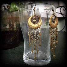 Load image into Gallery viewer, Arrow earrings Heart earrings Dangle earrings Statement earrings Plug dangles Artemis earrings Boho earrings Gauged earrings Pierced ears