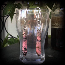 Load image into Gallery viewer, 2 gauge 6mm Rhodonite tunnel dangles, Gemstone ear hangers Plug dangles Gauged earrings Hanging gauges Ear weights, Plug weights 2g 0g 00g