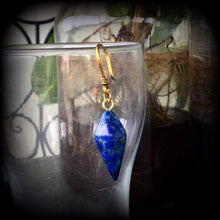 Load image into Gallery viewer, Single earring, Lapis lazuli earring, Ear hanger, Single ear weight, Gemstone earring, Tunnel dangle, Tunnel earring, Plug earring, 4g 6g 8g
